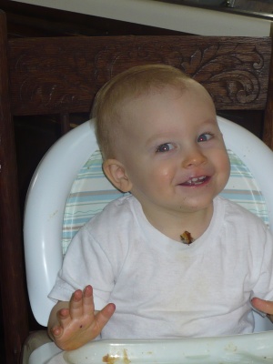 David eating pancakes