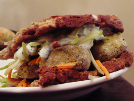 Falafel with Creamy Cilantro Dressing