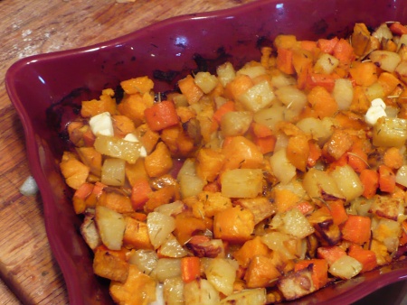 Roasted Sweet Potatoes, Potatoes and Carrots
