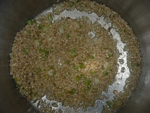Saute the Rice with the Onion and Garlic
